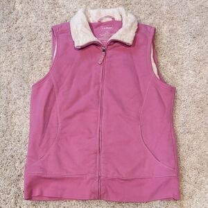 L.L.BEAN Fleece Lined Vest Full Zip Pink Medium